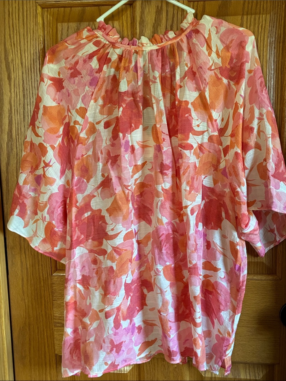 Counterparts Coral & Pink Floral Peasant Tunic - Picture 4 of 5